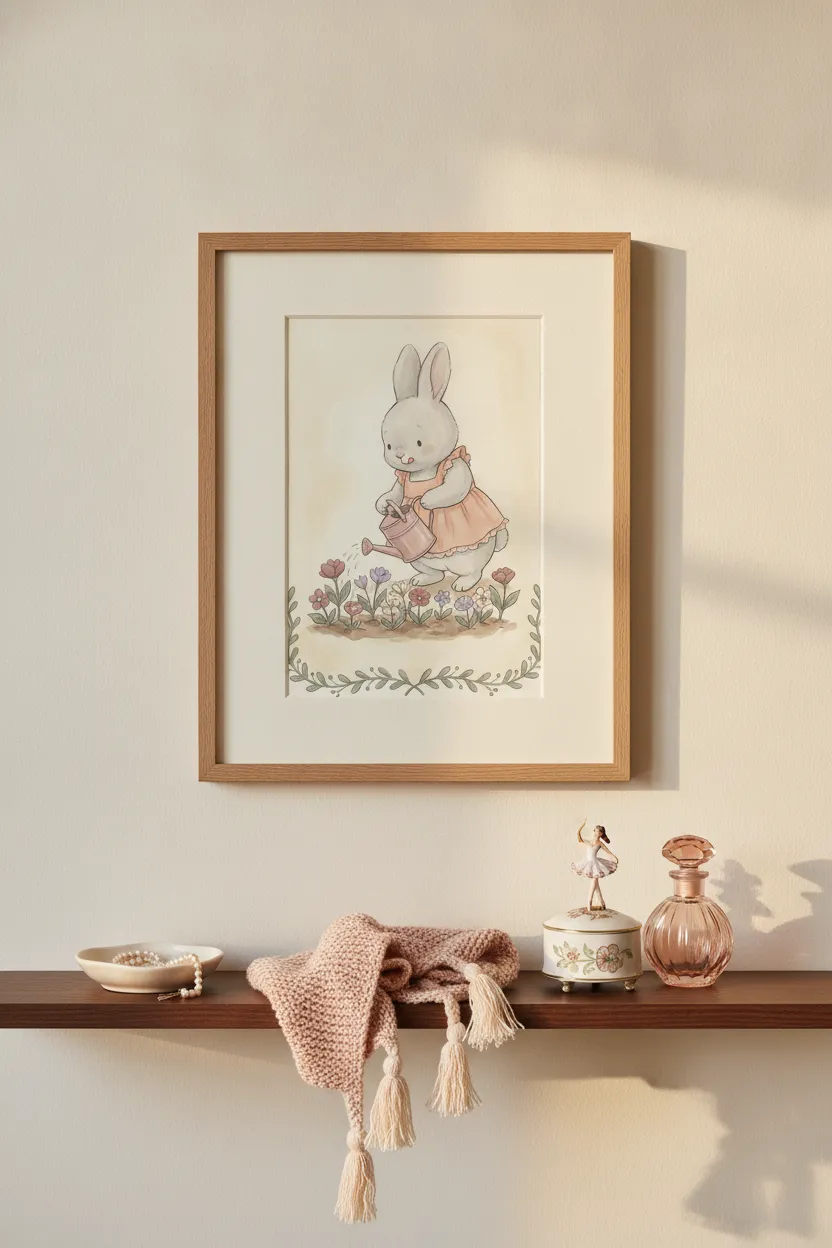 Bunny with Watering Can Print