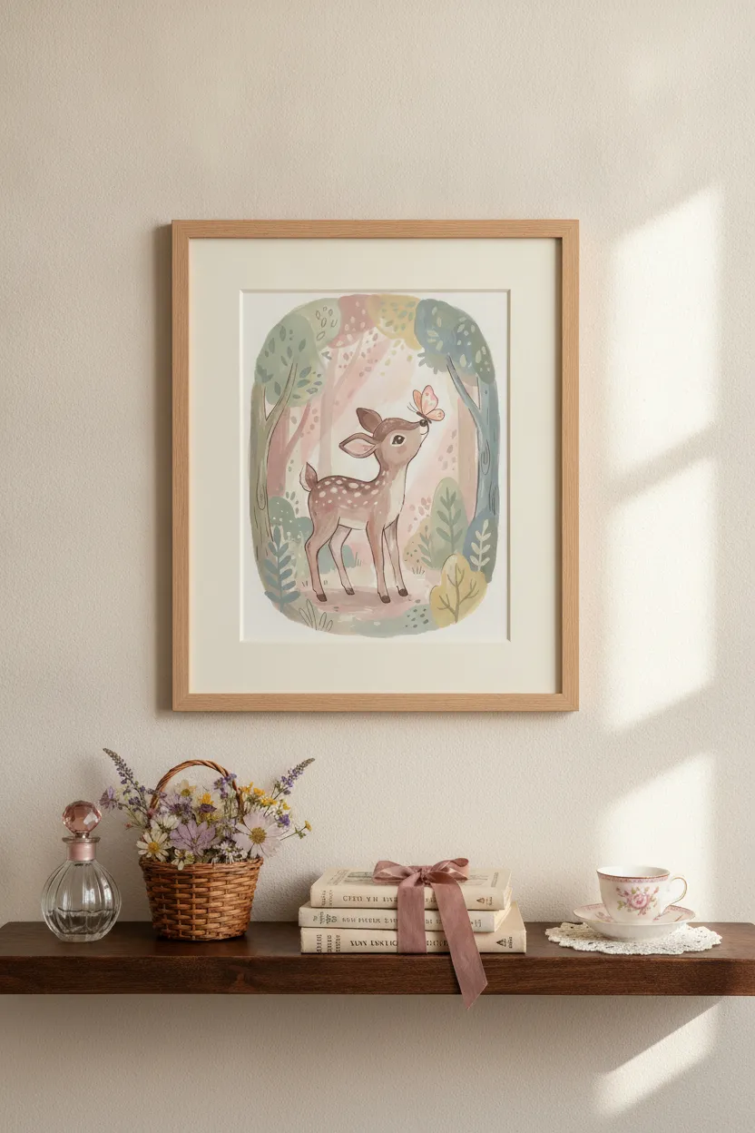 Fawn and Butterfly Print