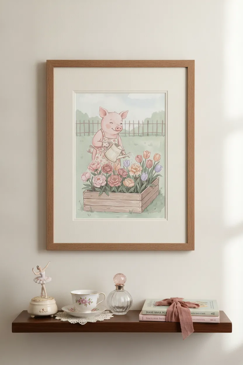 Gardening Pig Print