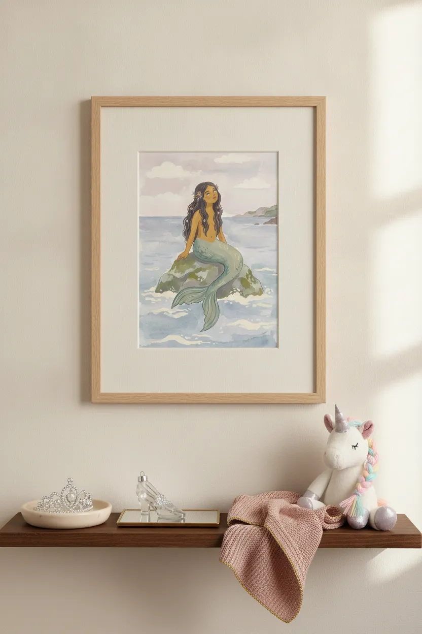 Mermaid on Sea Rock Print