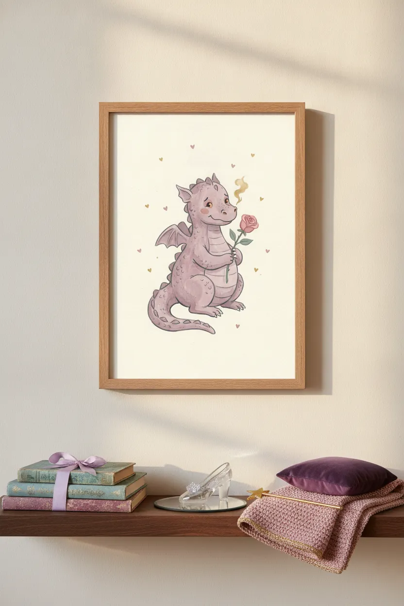 Pink Dragon with Rose Print