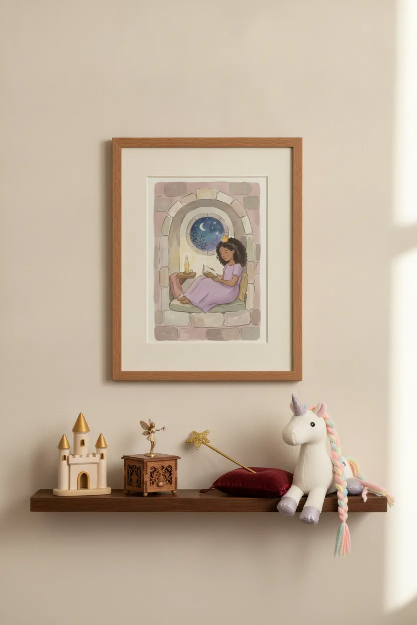 Princess Reading in Castle Tower Print