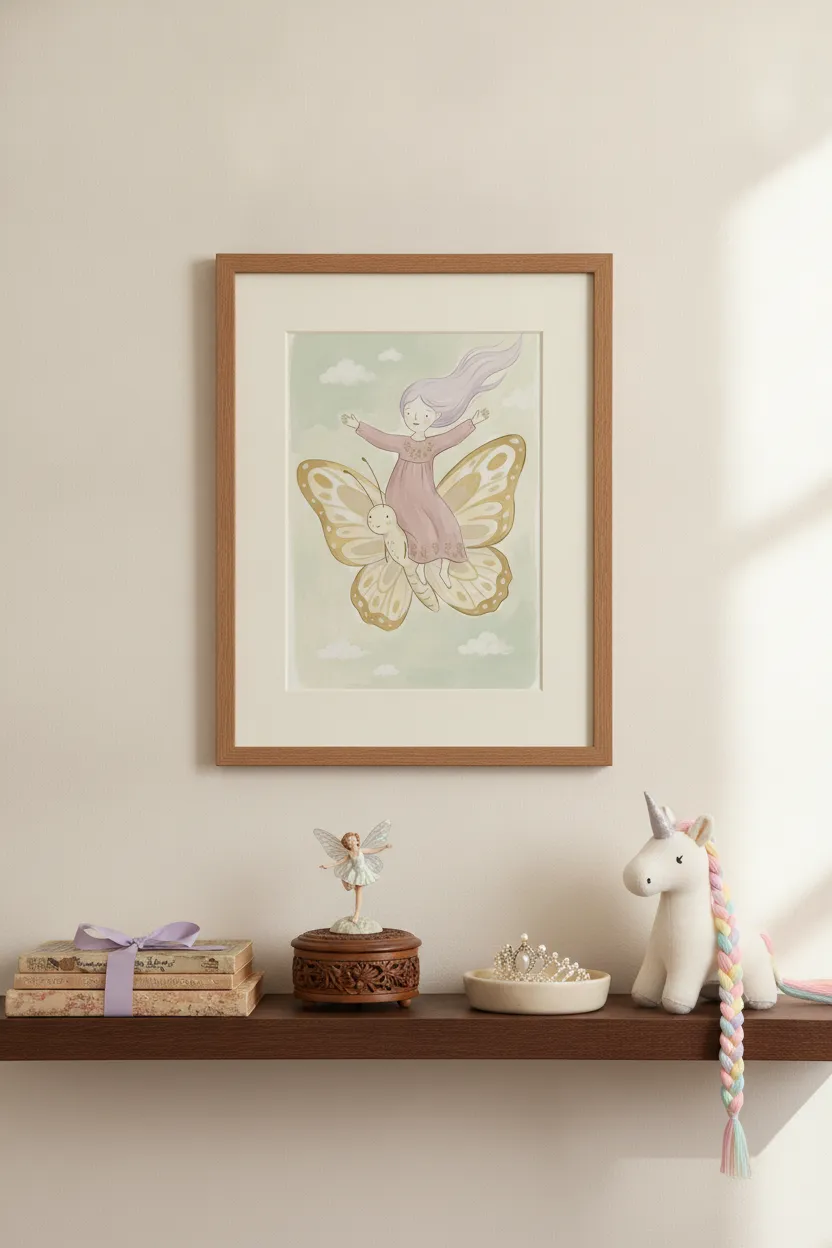 Fairy Riding Butterfly Print