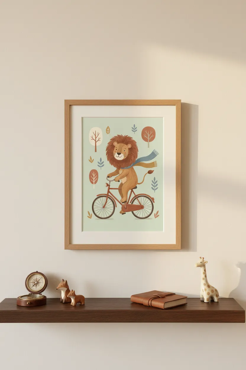 Lion on Bicycle Print