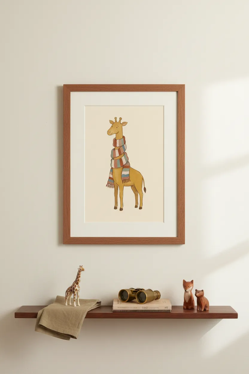 Giraffe in Striped Scarf Print