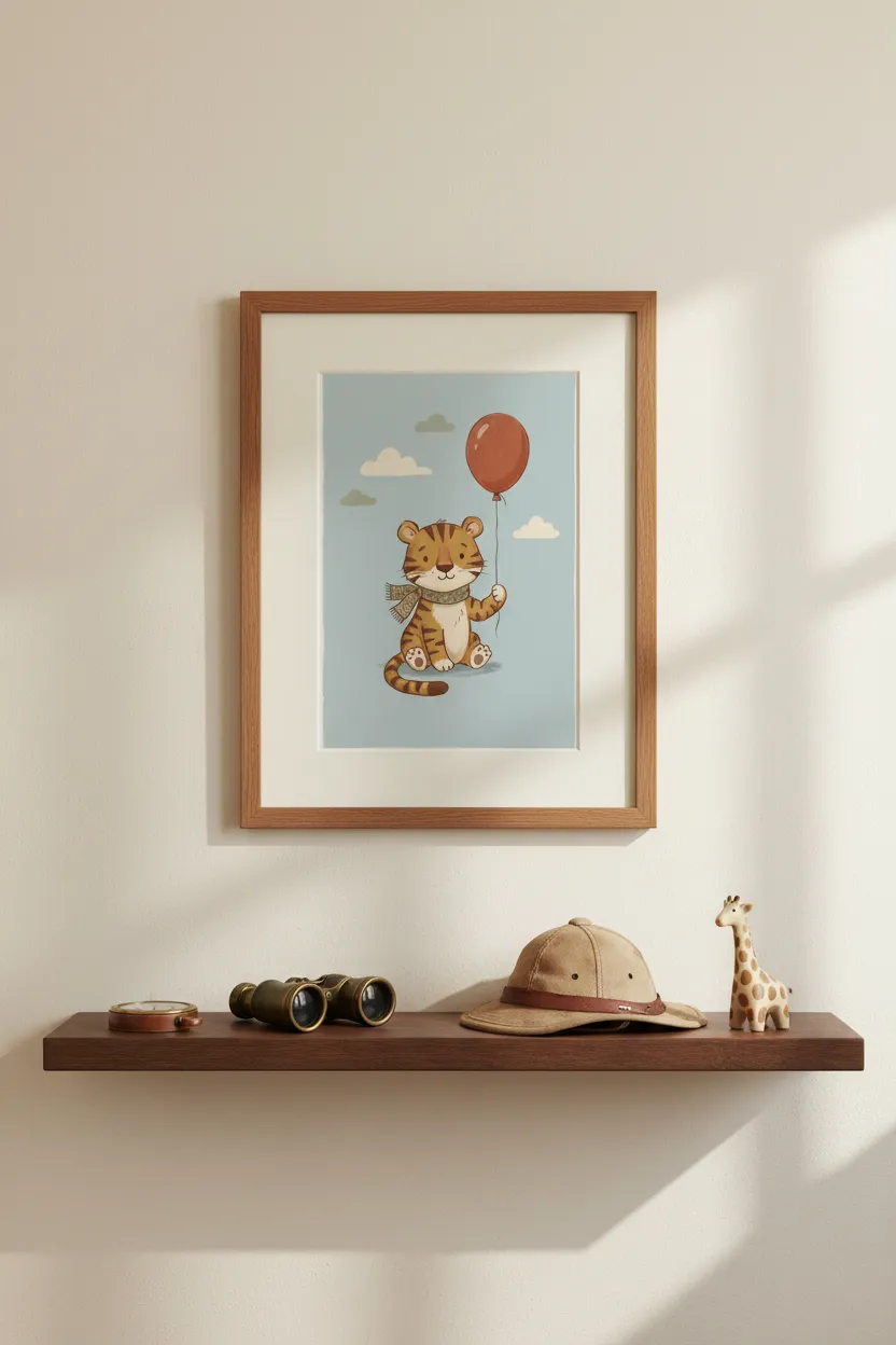 Tiger with Red Balloon Print