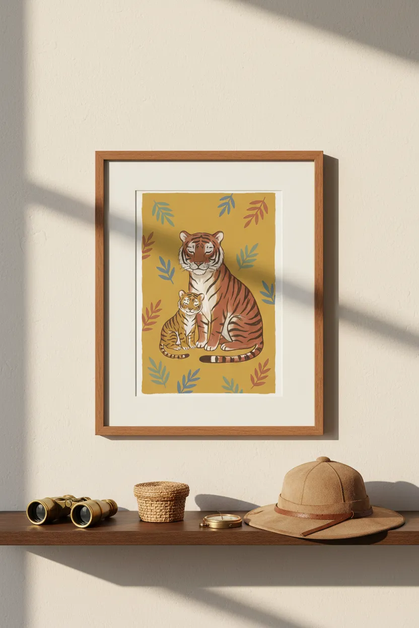Mama Tiger and Cub Print