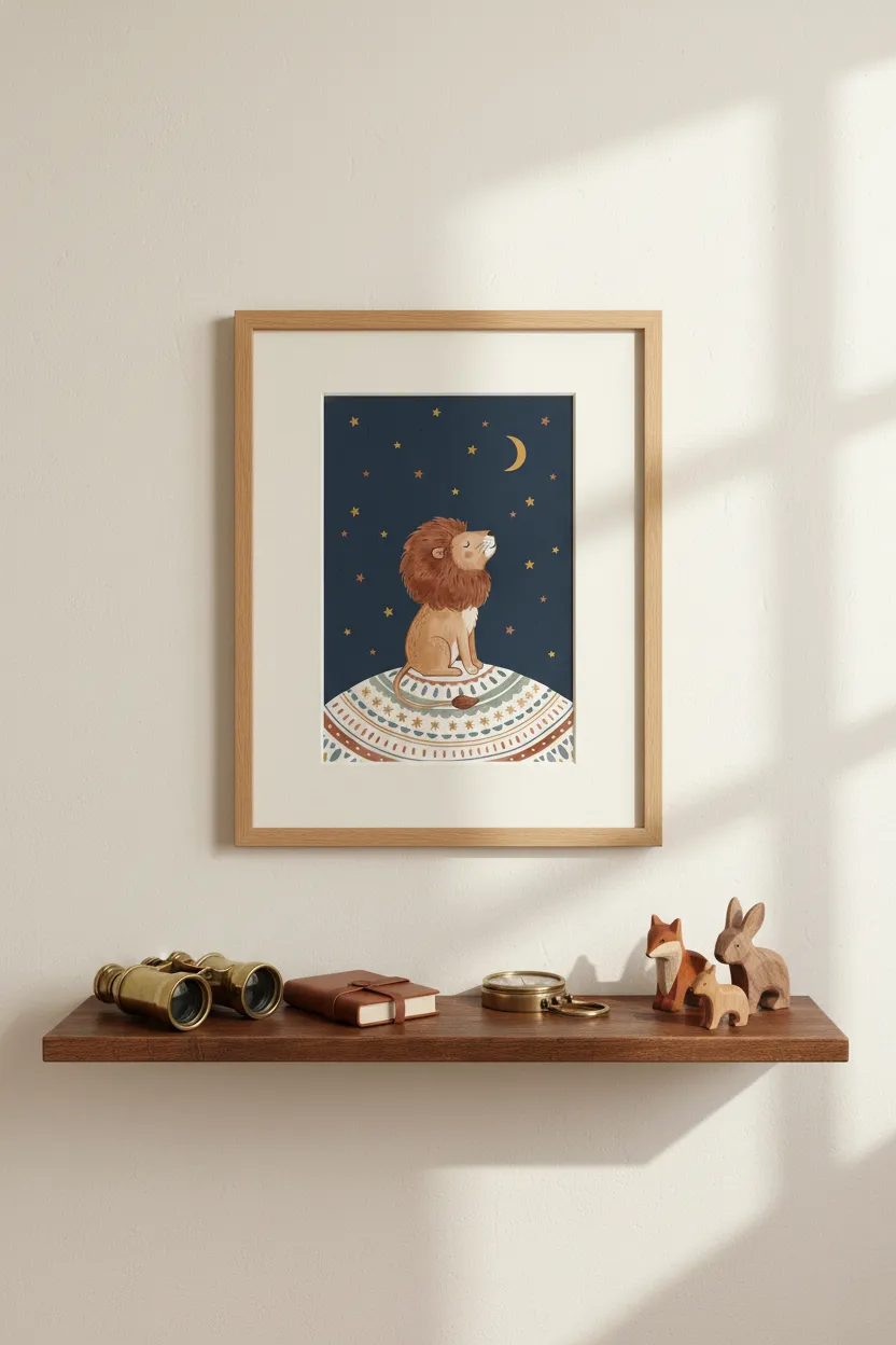 Lion Under the Moon Print