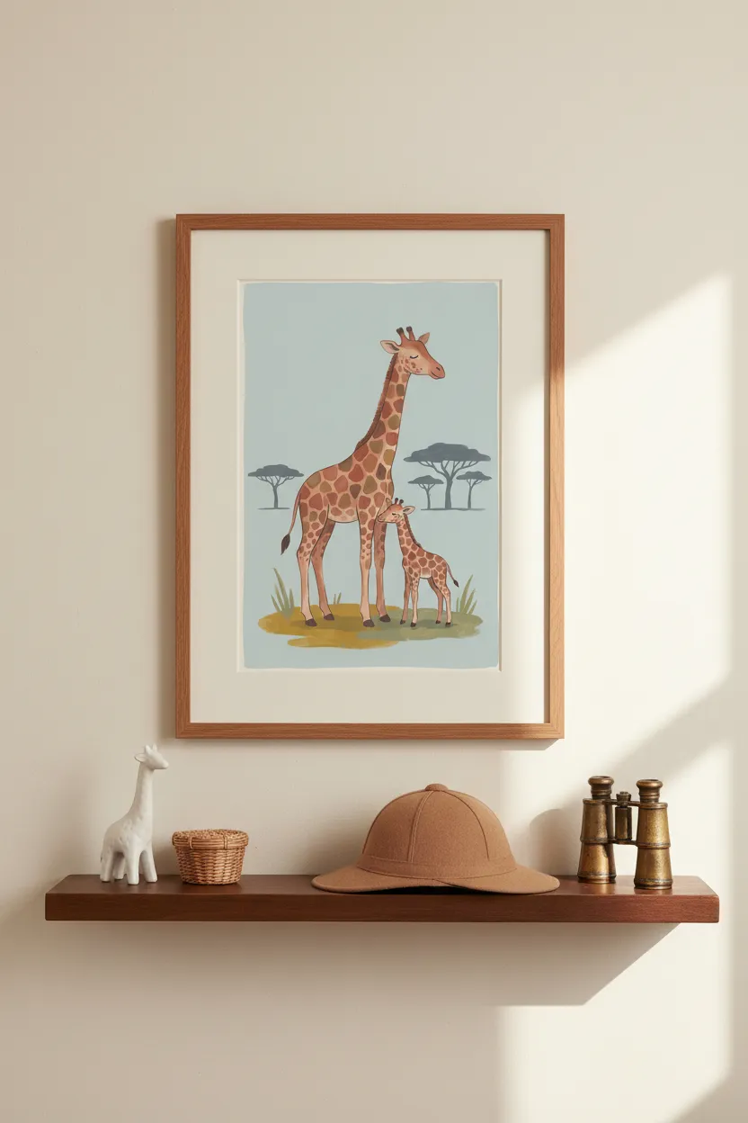 Mama and Baby Giraffe Print