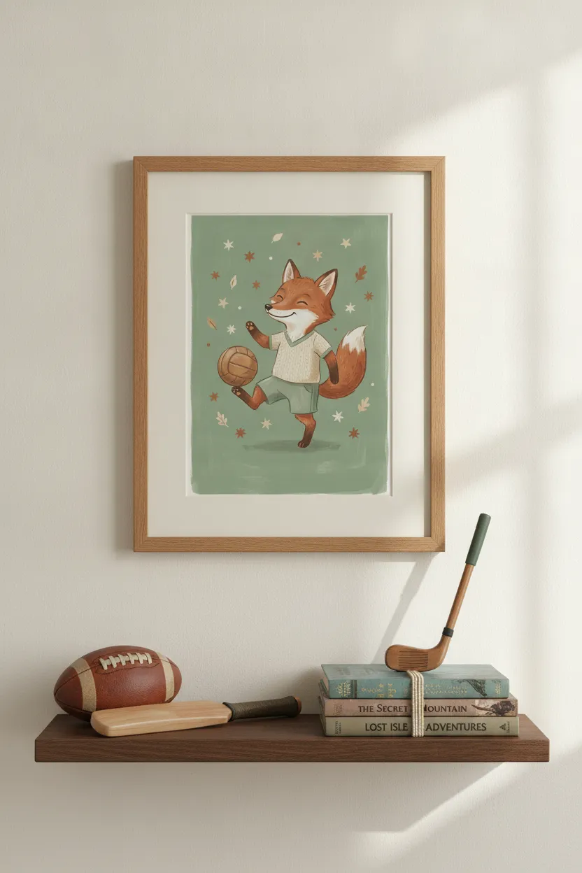 Fox Playing Football Print