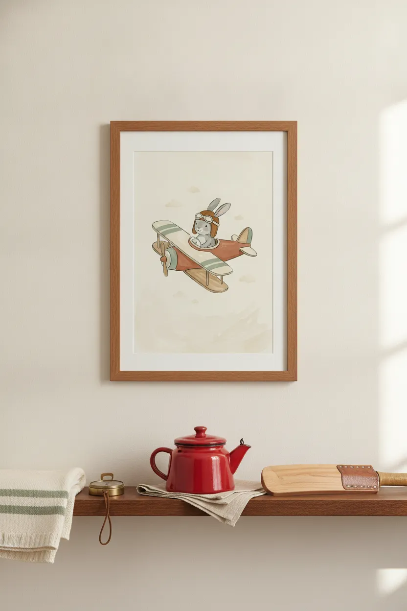 Aviator Bunny Biplane Print