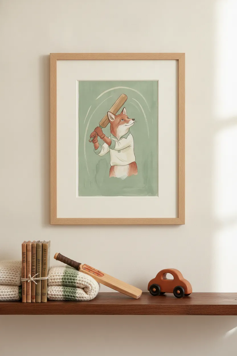 Fox Cricket Player Print
