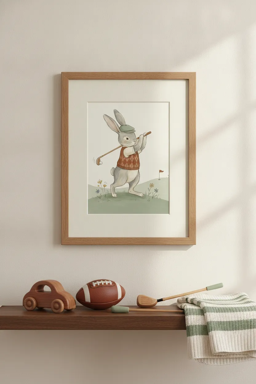 Golfing Bunny Print