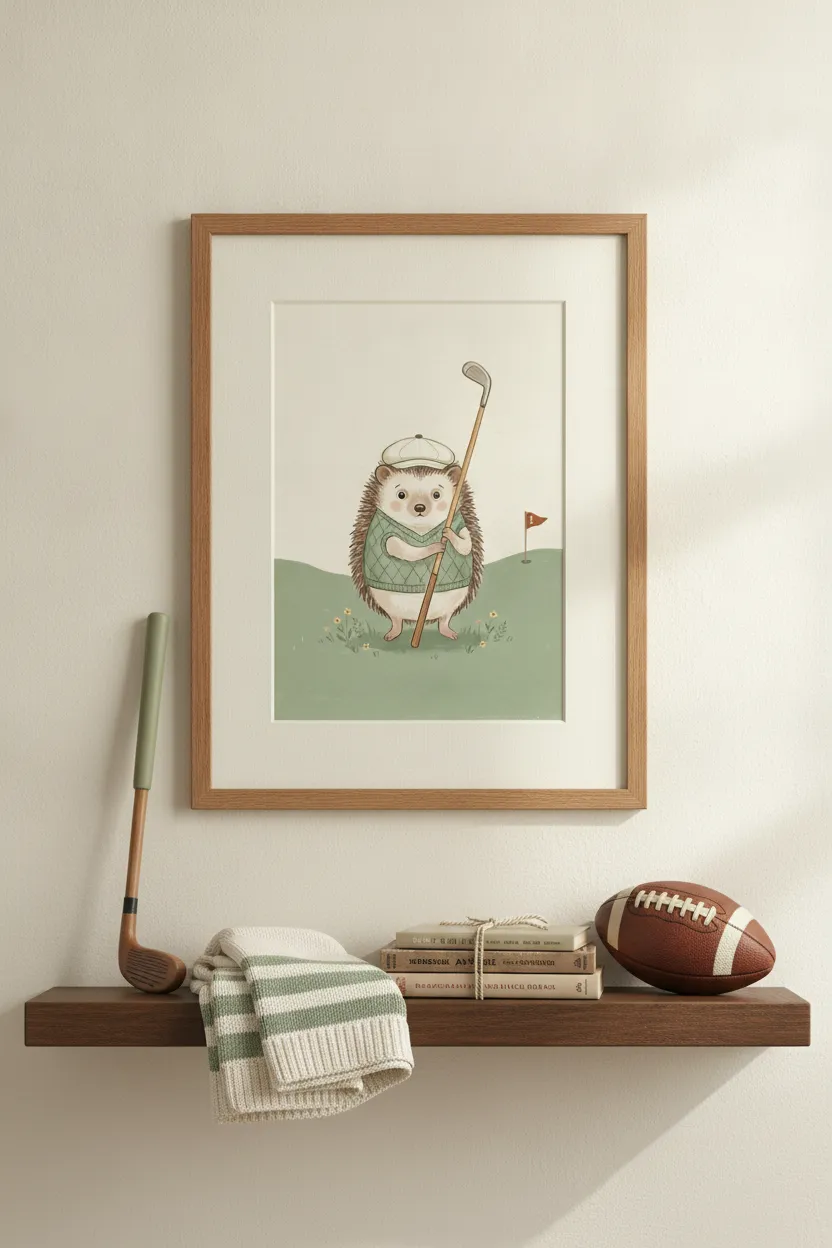 Hedgehog Golfer Print