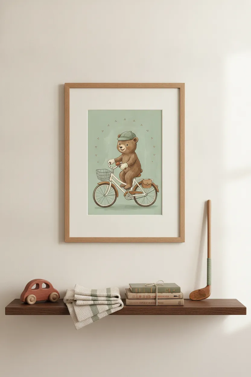 Bear on Bicycle Print