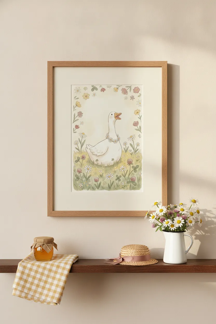 Goose with Daisy Chain Print