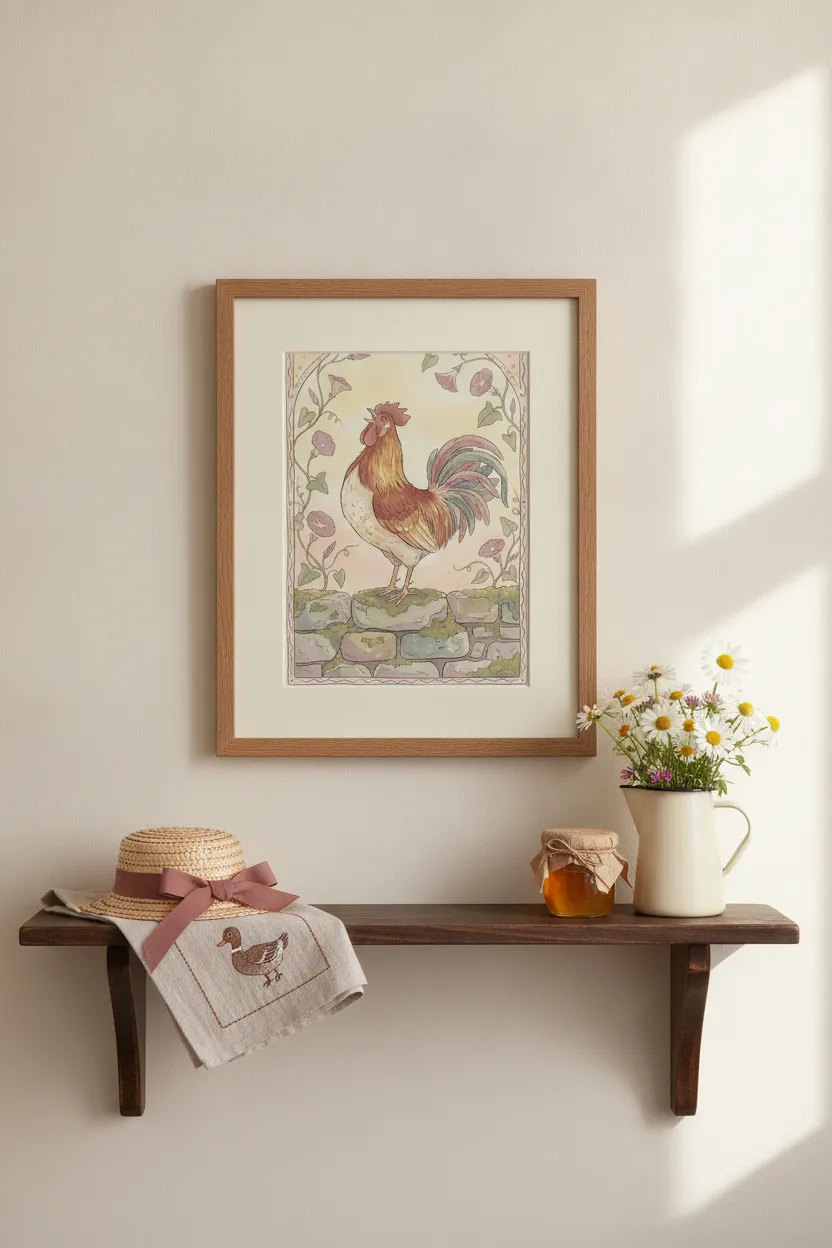 Crowing Rooster Print
