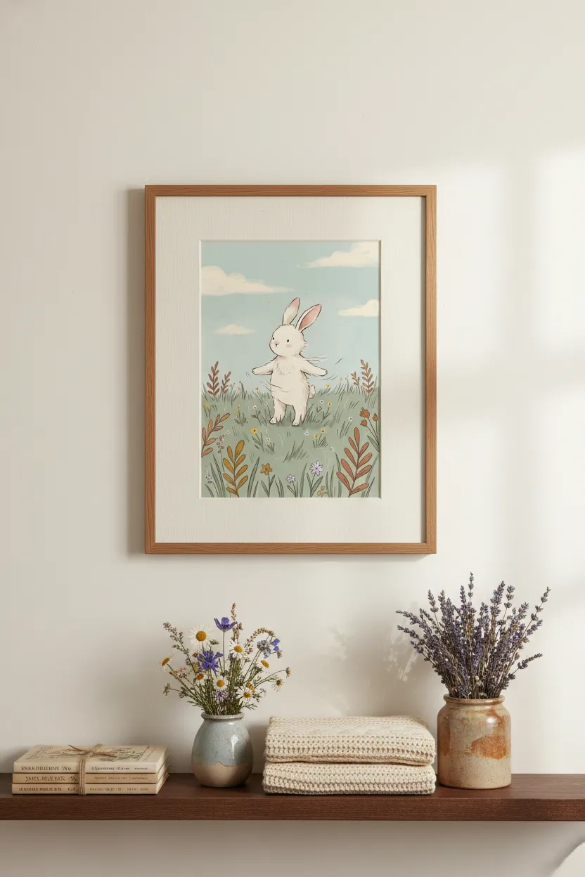 Dancing Bunny Meadow Print