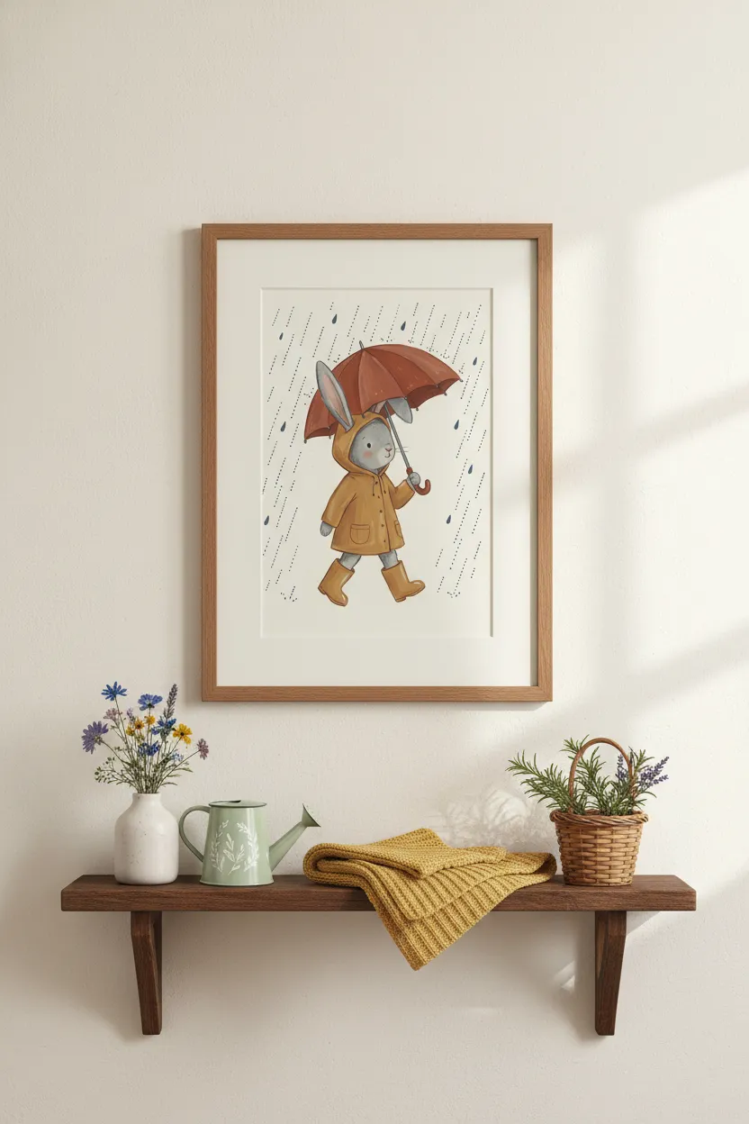 Bunny in Raincoat Print