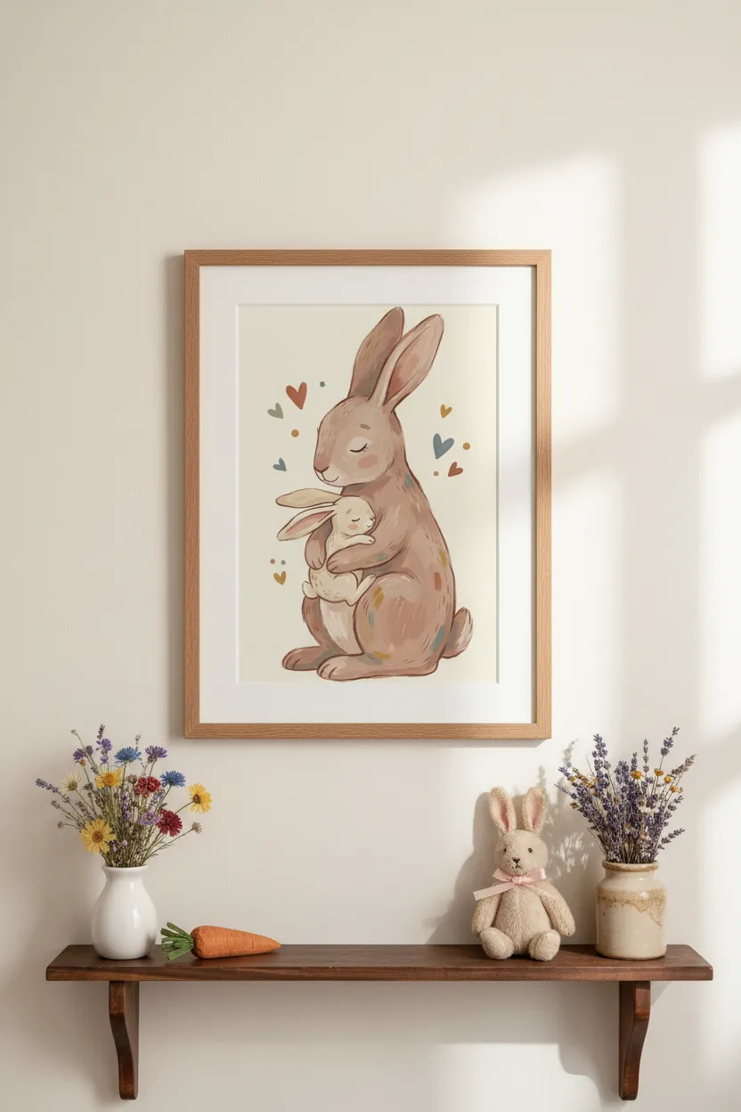 Mama and Baby Bunny Print