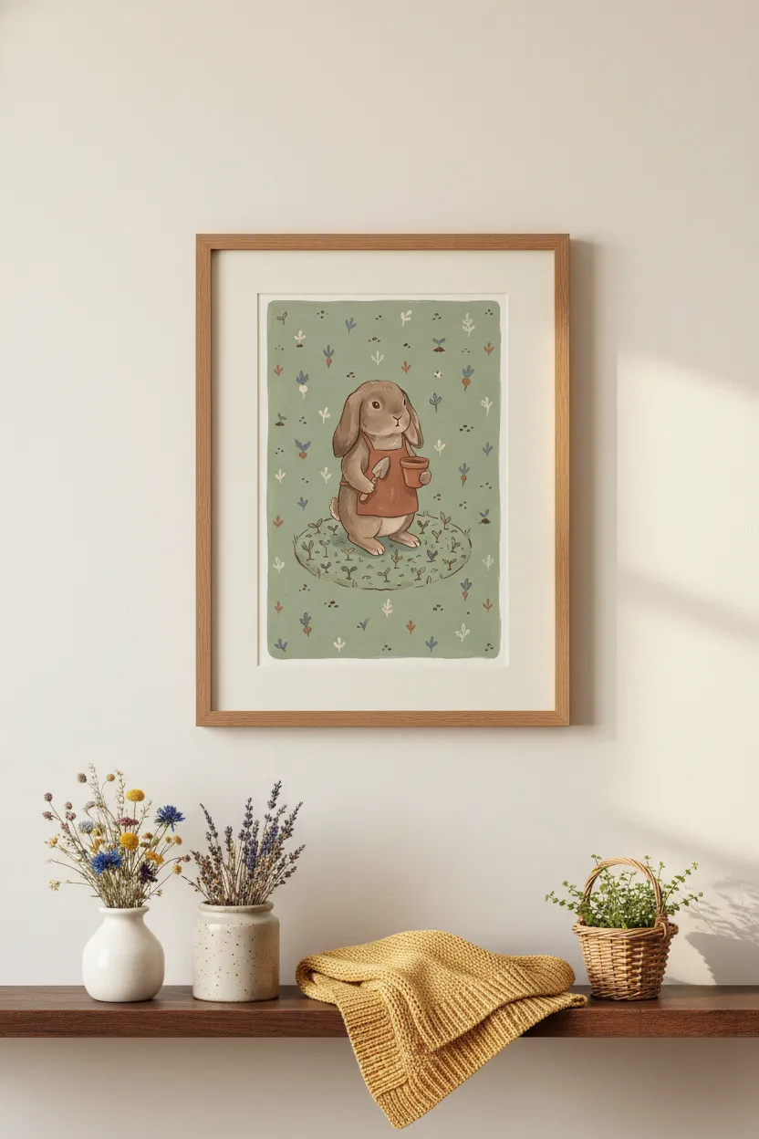 Gardening Bunny Print