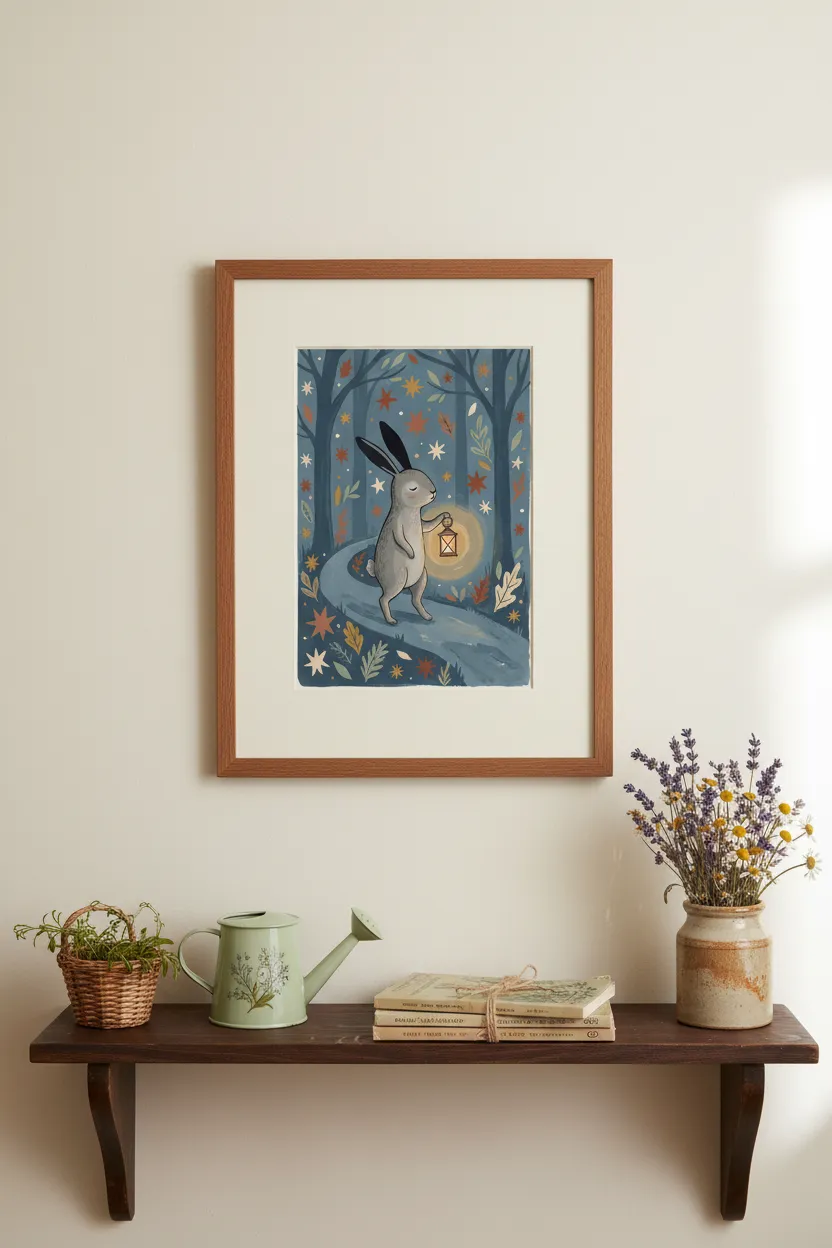 Bunny with Lantern Print