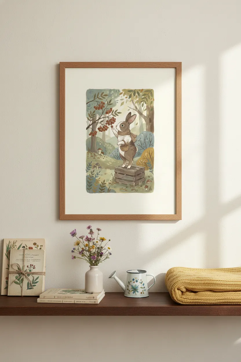Berry Picking Bunny Print