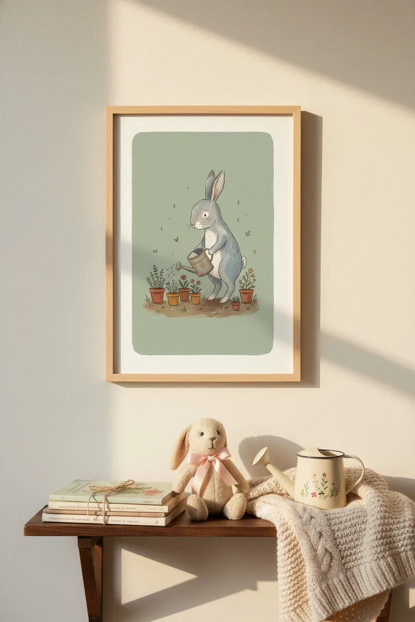 Bunny with Watering Can Print