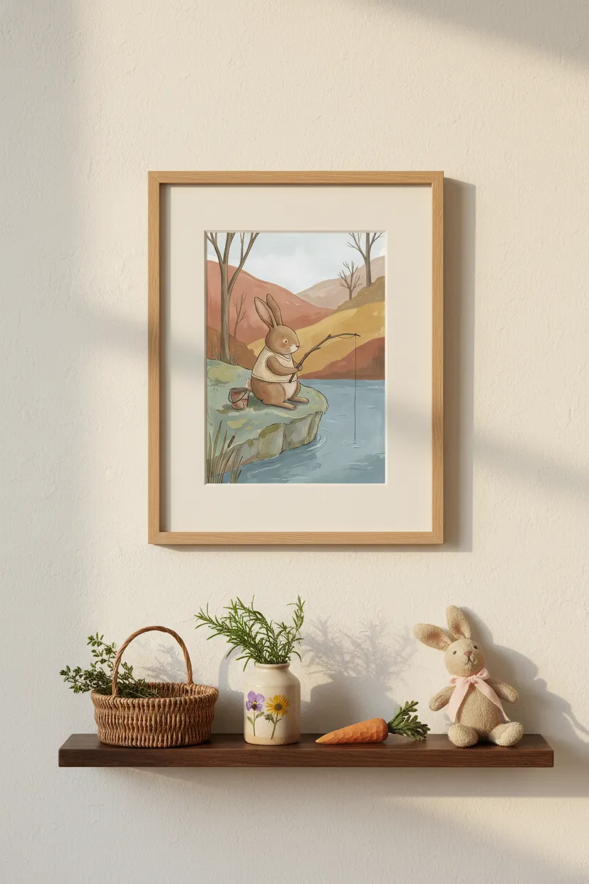 Bunny Fishing Print