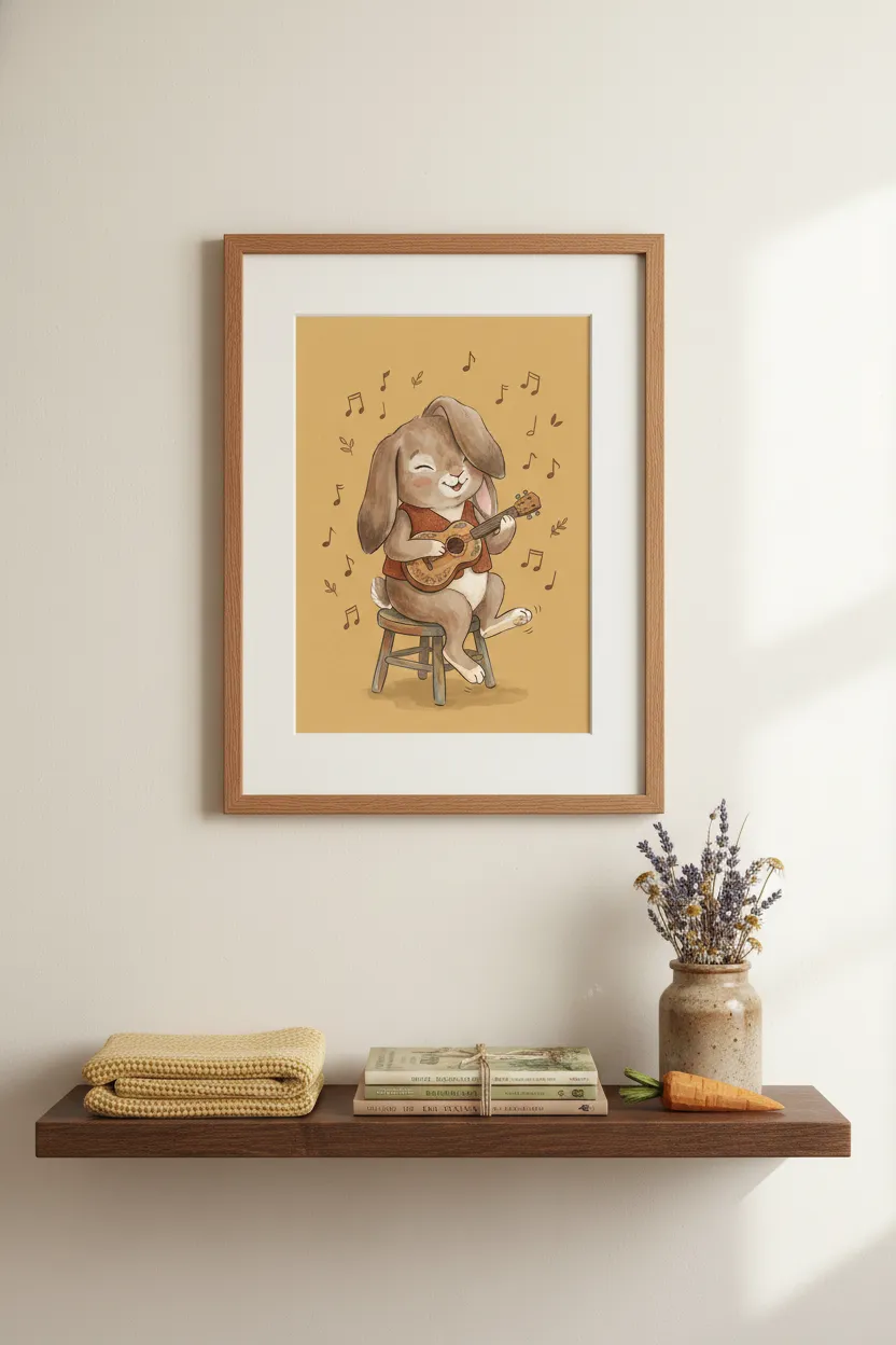 Bunny Playing Ukulele Print