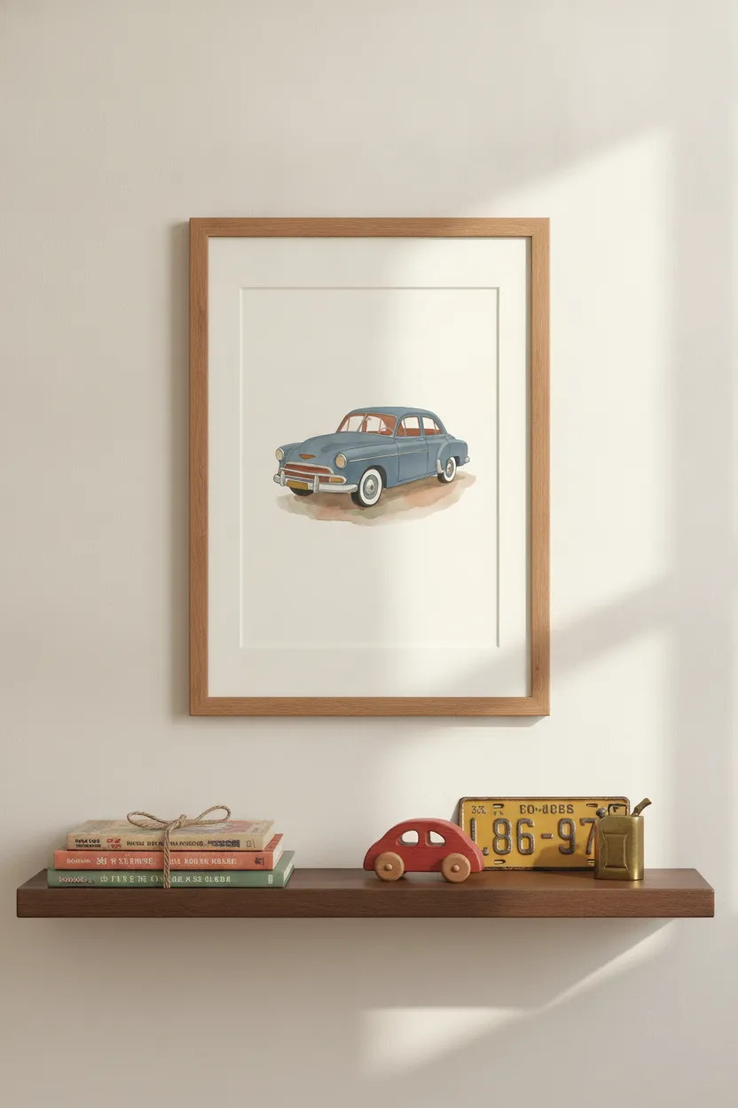 Vintage Blue Sedan Print