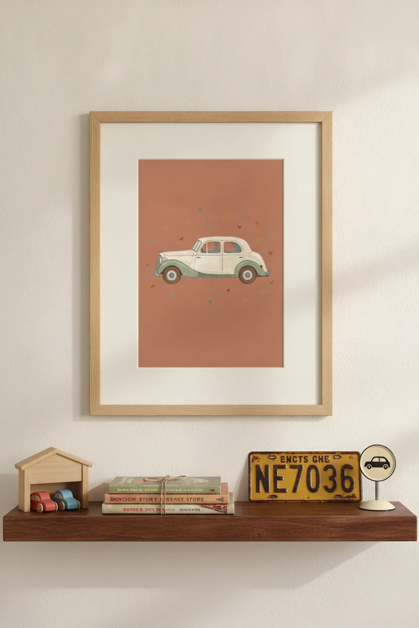 Vintage Cream Saloon Car Print