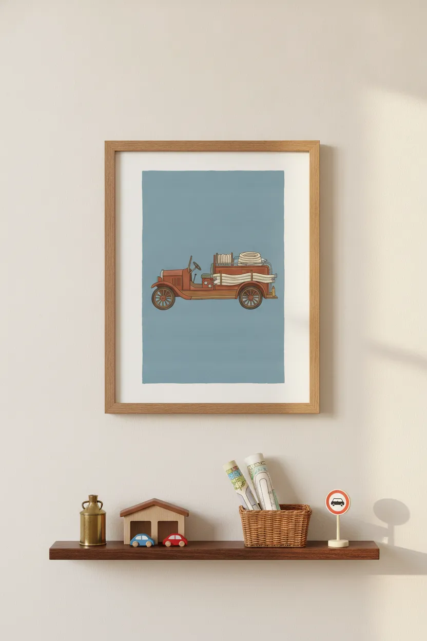 Vintage Fire Engine Print
