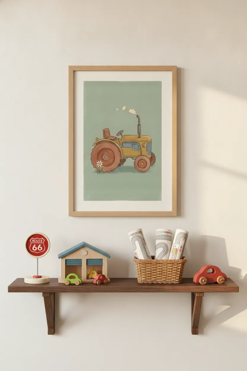 Vintage Mustard Tractor Print