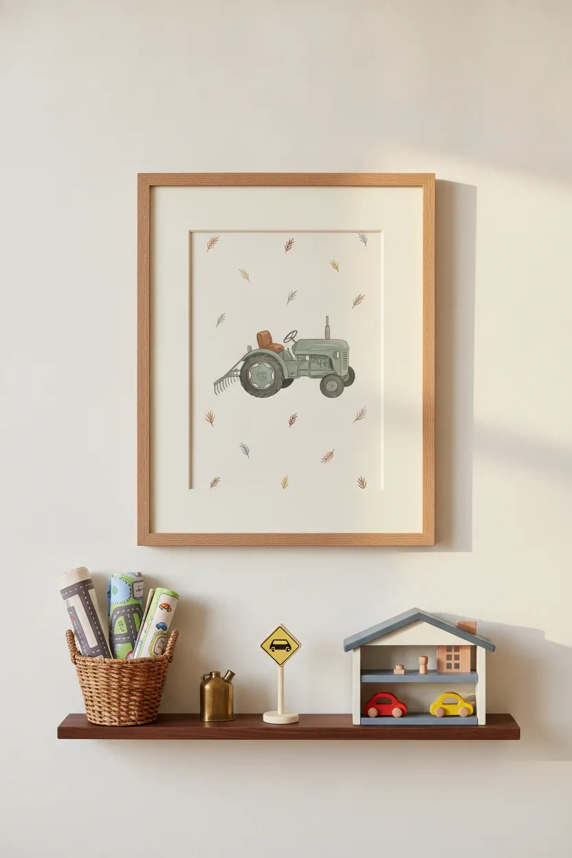Vintage Sage Tractor Print