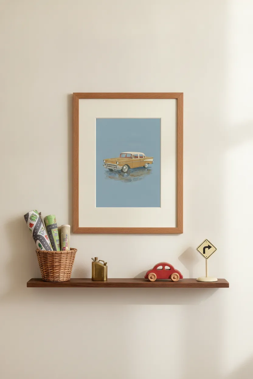 Vintage Mustard Sedan Print