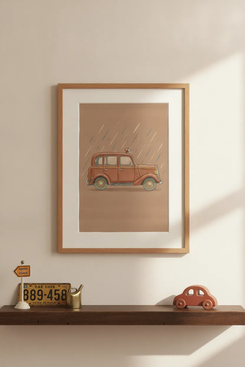 Vintage Red Saloon Car Print