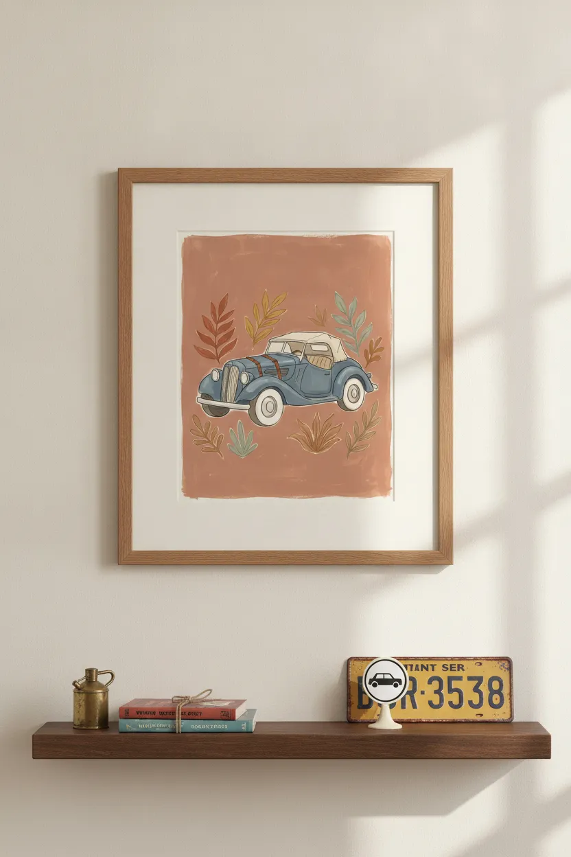 Vintage Blue Convertible Print