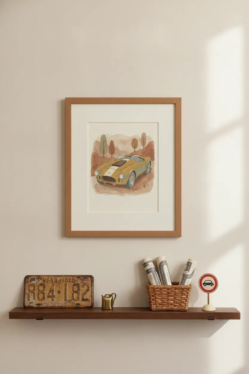Mustard Racing Car Print