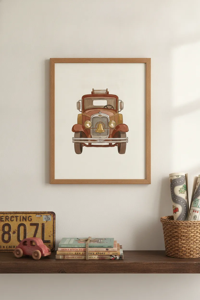 Vintage Fire Truck Print