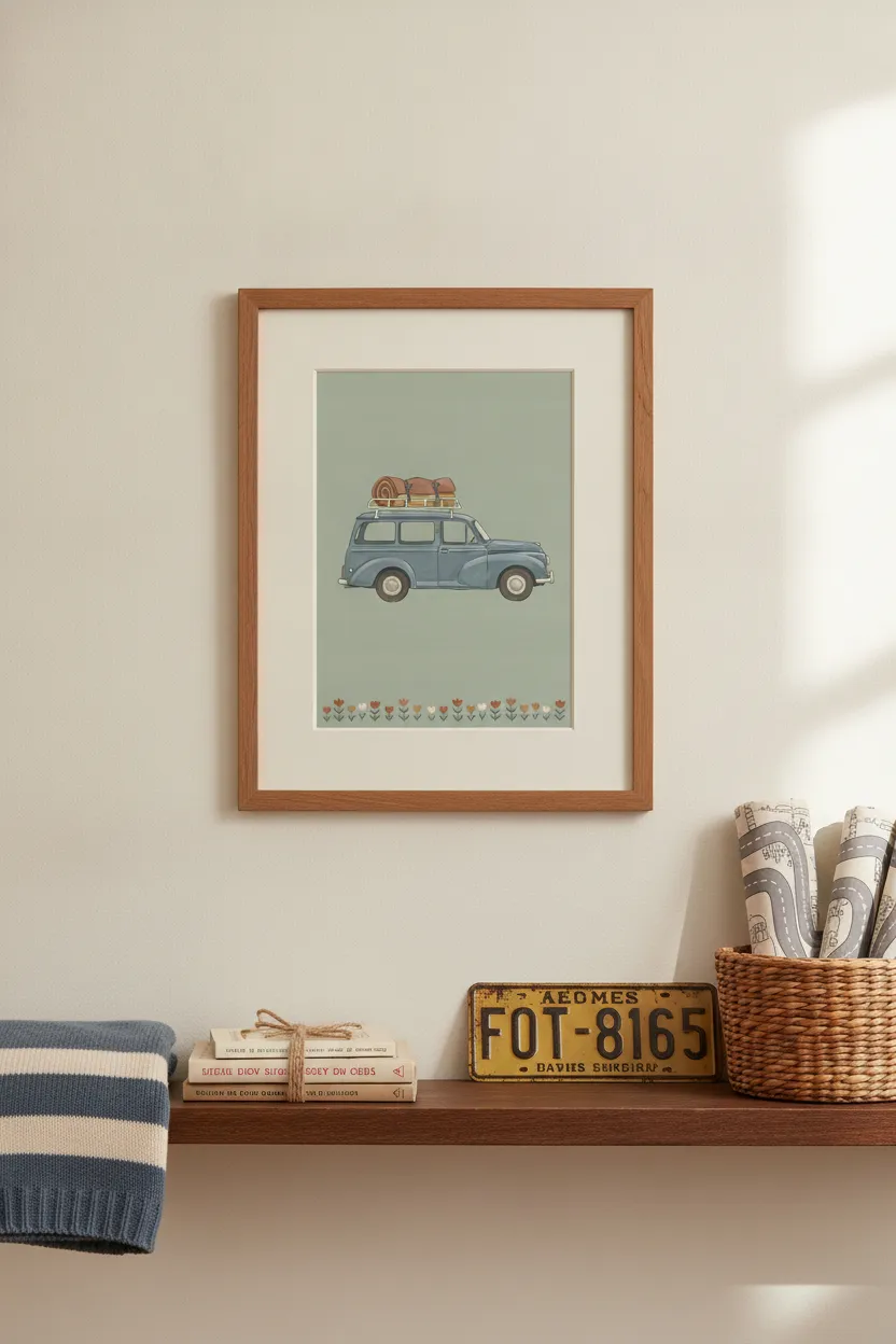 Vintage Blue Estate Car Print