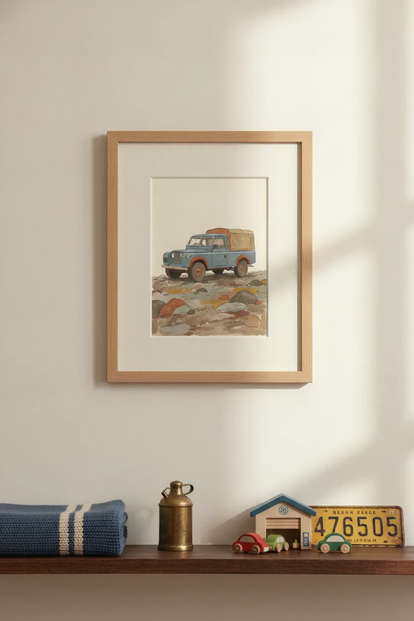 Vintage Blue Four-by-Four Print