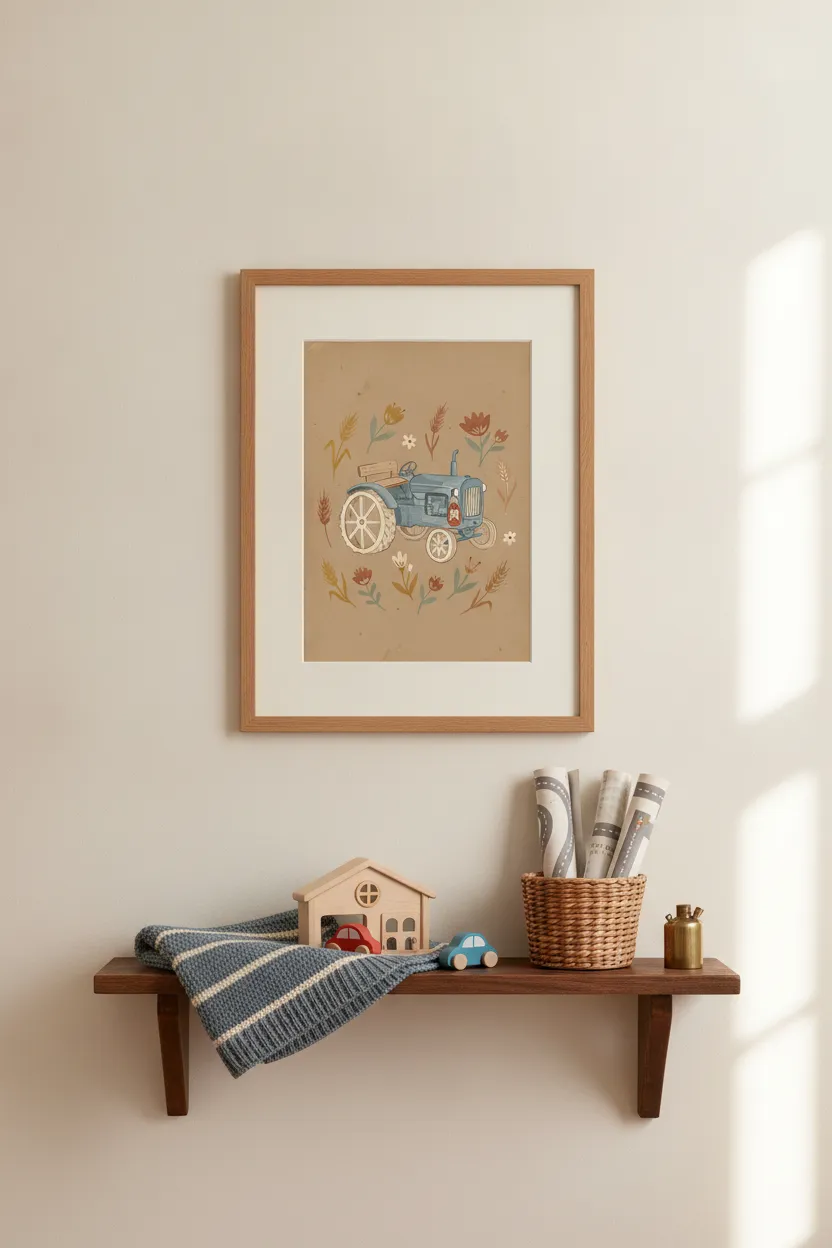 Vintage Blue Tractor Print