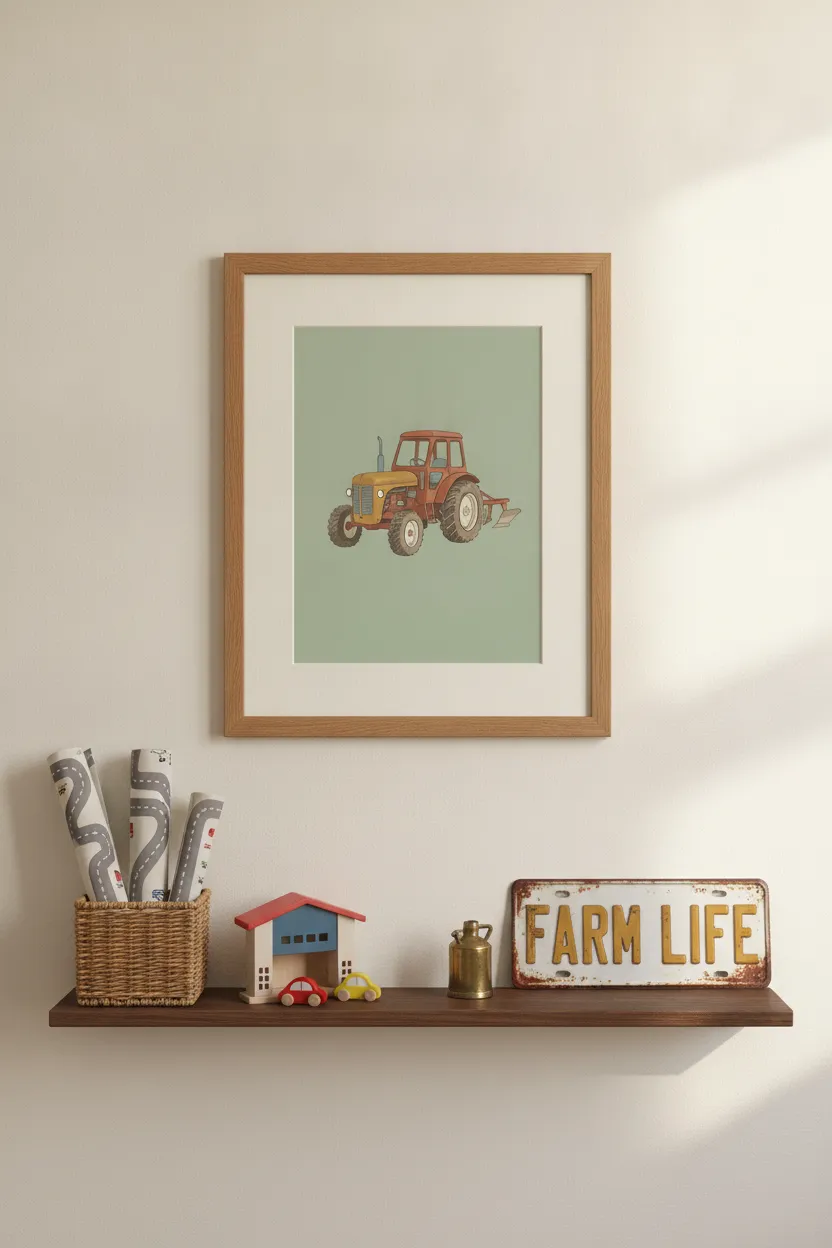 Vintage Red Tractor Print