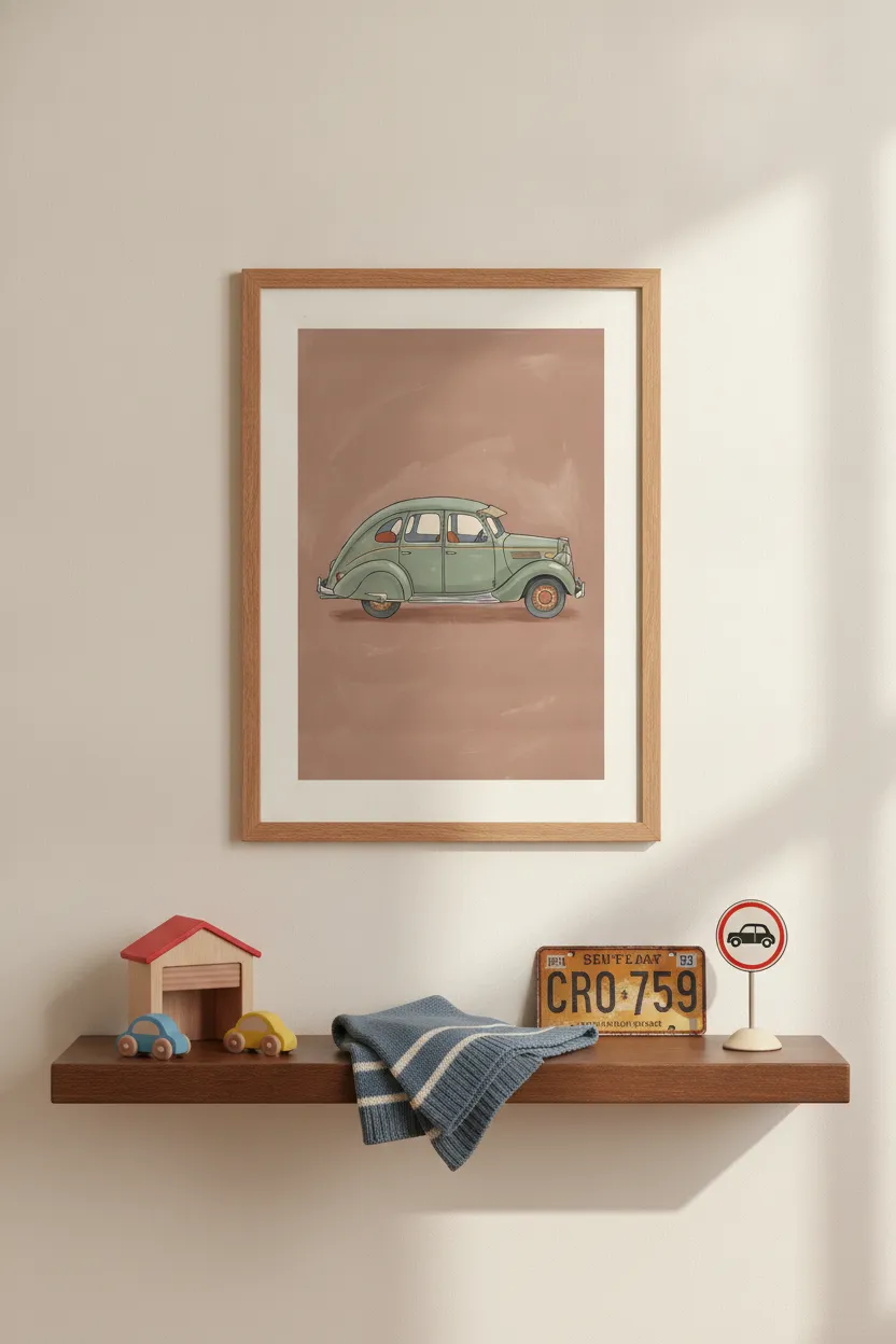 Vintage Green Sedan Print