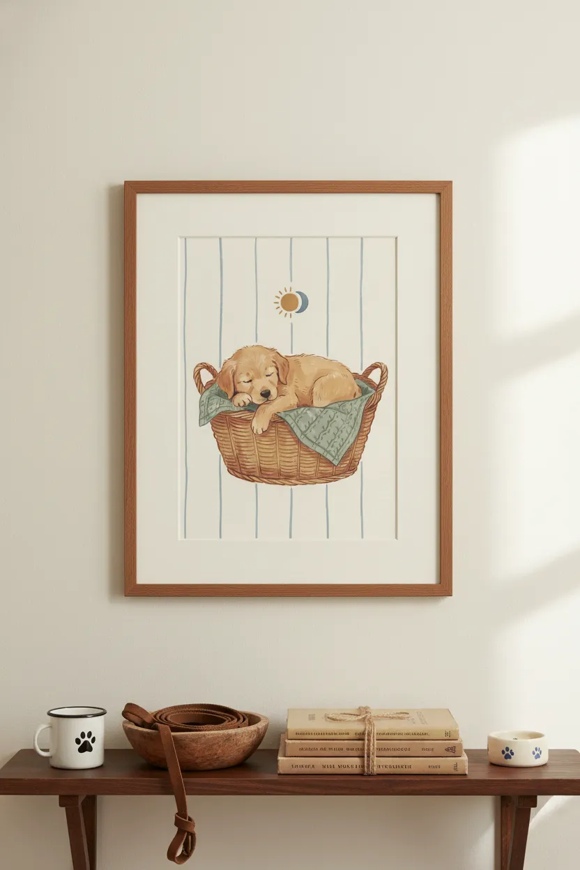 Sleeping Golden Retriever Puppy Print