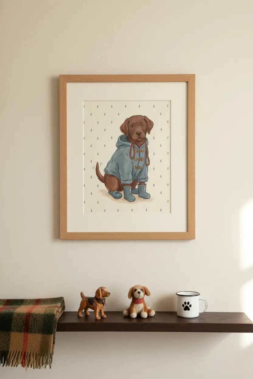 Chocolate Labrador Raincoat Print