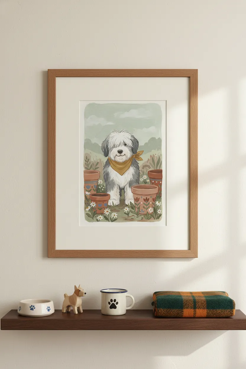 Sheepdog Garden Print