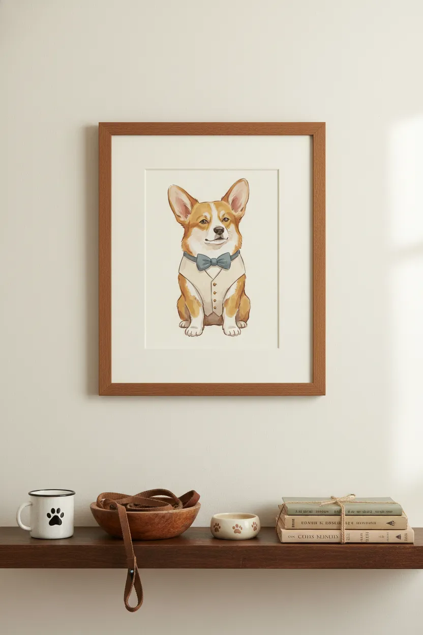 Corgi in Bow Tie Print