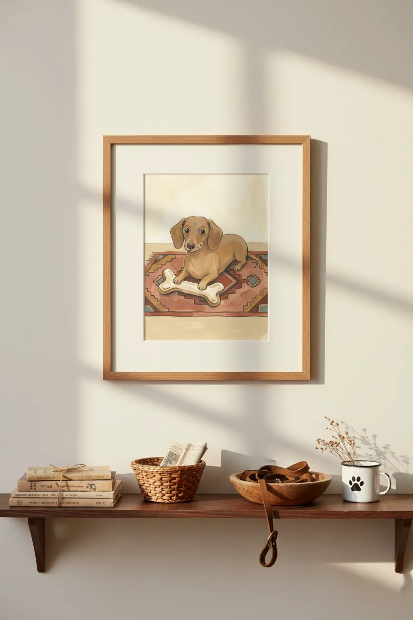 Dachshund with Bone Print